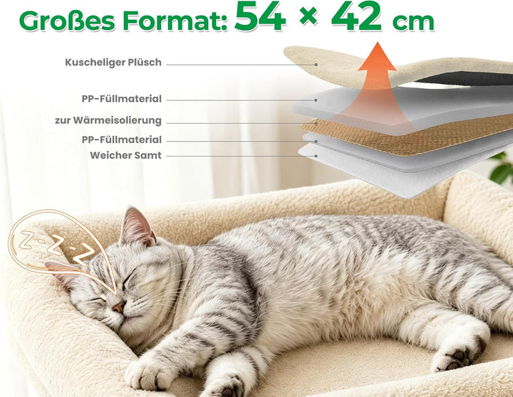 Kratzbaum klein für grosse Katzen XXL - 60cm hoch, Katzenbaum mit extra grosser Plattform (40x50cm)