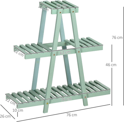 Outsunny Pflanzenregal, Blumenregal mit 3 Stufen, Pflanzentreppe für 6 Blumentöpfen, Pflanzenständer