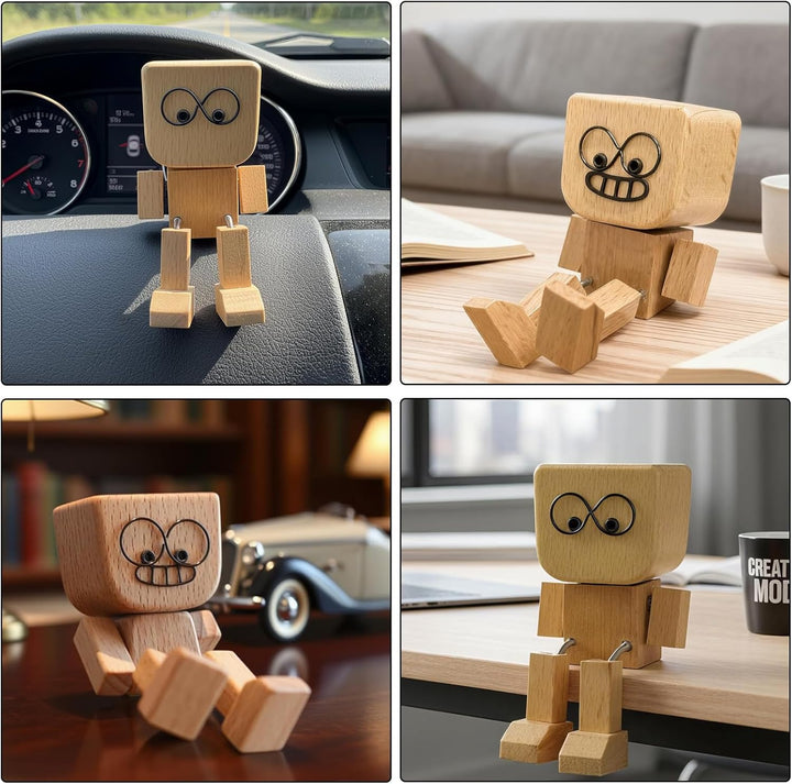 Wackelnder Holzmann, Schüttelnde Holzmann-Figur, Charmante kleine Holzfigur, wackelfigur Auto, schüt