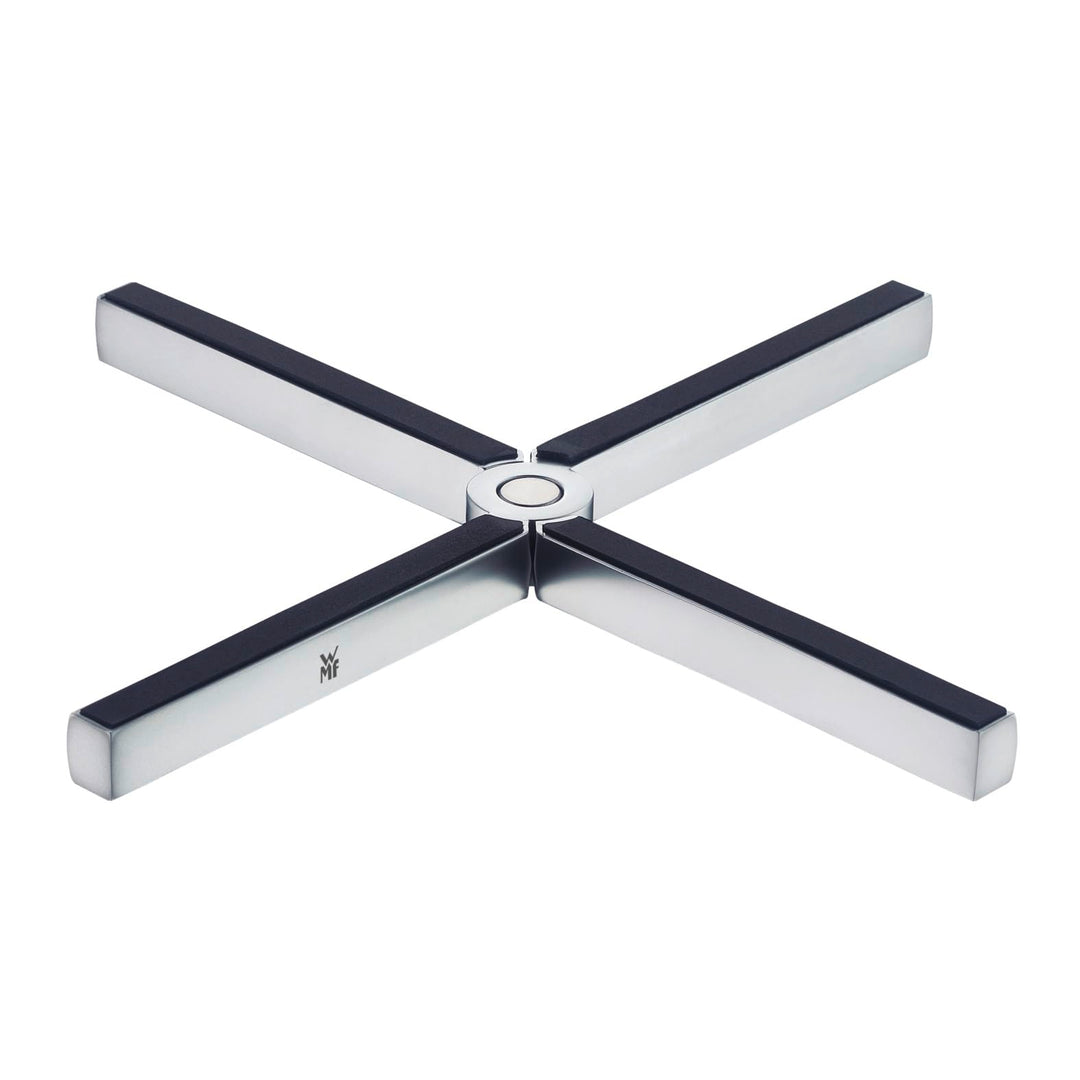 WMF MisterX Topfuntersetzer klappbar 19 x 19 cm, Cromargan Edelstahl mattiert, Silikonauflage, Topf