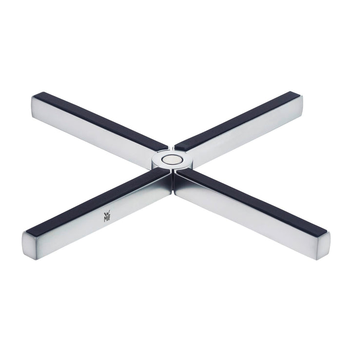 WMF MisterX Topfuntersetzer klappbar 19 x 19 cm, Cromargan Edelstahl mattiert, Silikonauflage, Topf