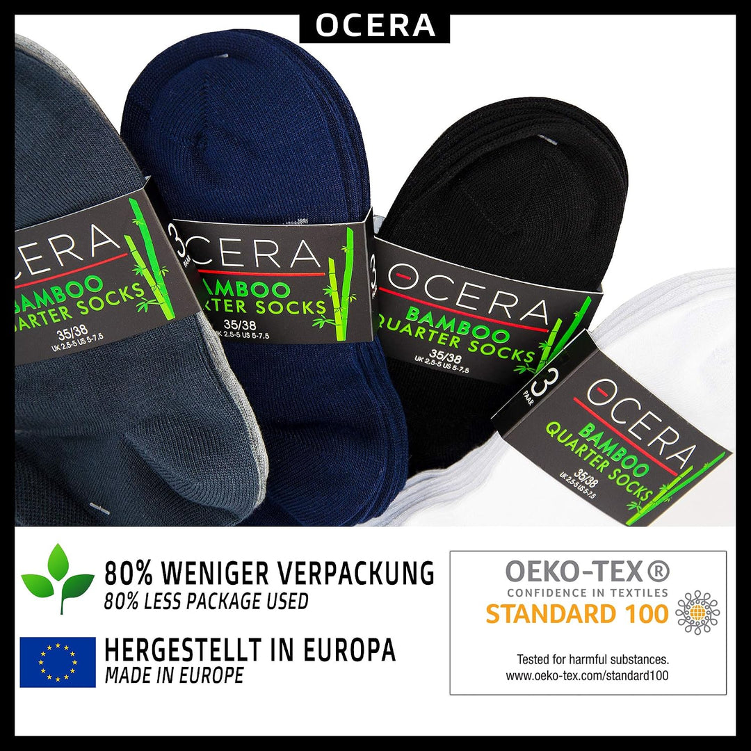 OCERA BAMBUS Kurzschaft Socken, 6 oder 12 Paar atmungsaktive Sneaker Socken aus nachhaltigen Bambusf