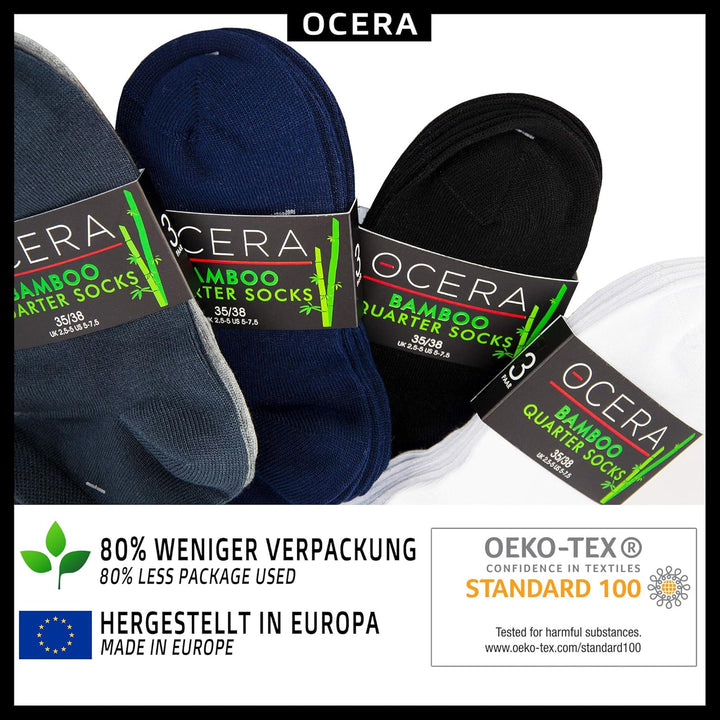 BAMBUS Kurzschaft Socken, 6 oder 12 Paar atmungsaktive Sneaker Socken aus nachhaltigen Bambusfasern