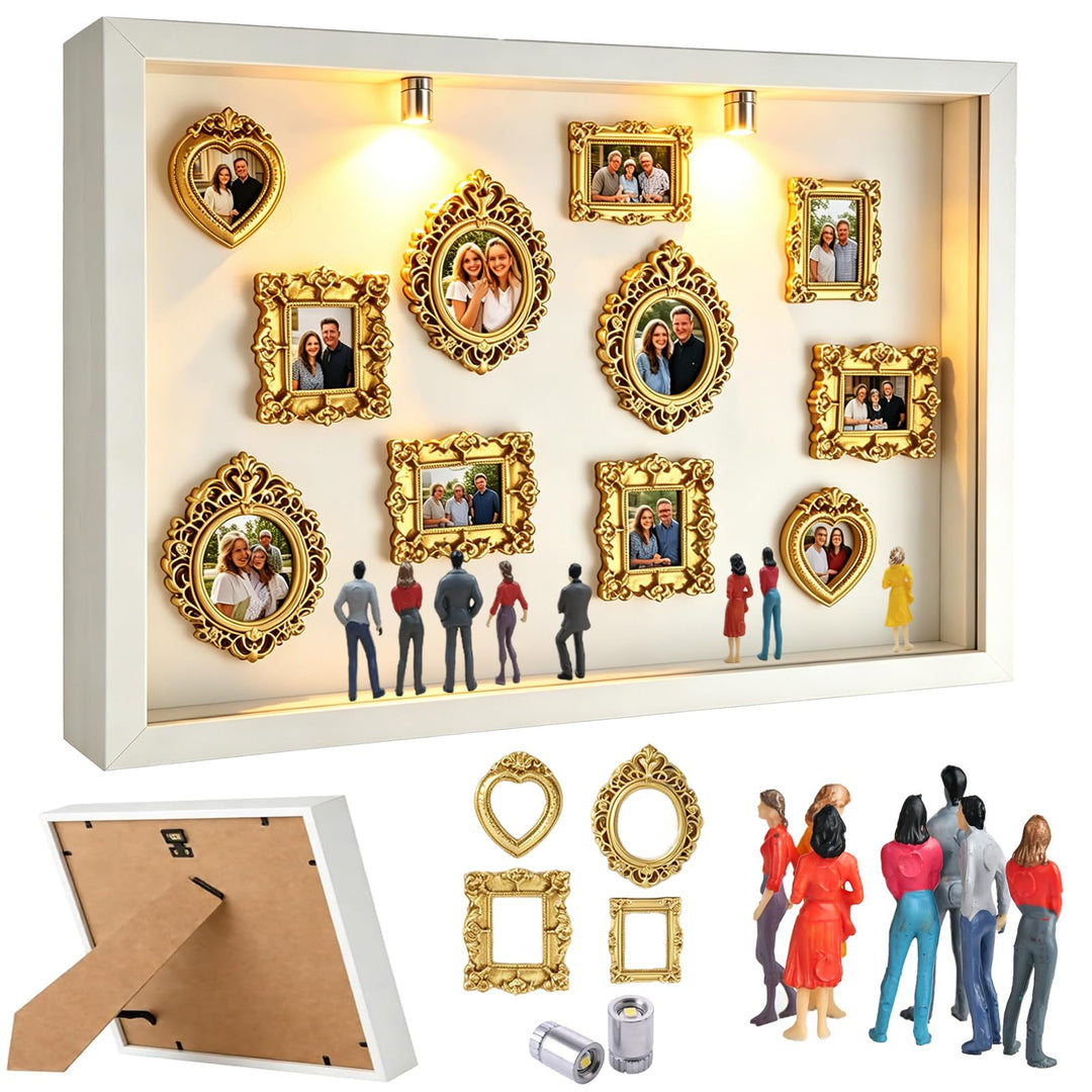Pipihome DIY Mini Museum Silhouette Box, Miniatur Museum Mini Bilderrahmen Vintage mit LED Licht und