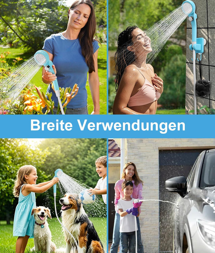 WADEO Tragbare Campingdusche Akku mit Pumpe, Camping Dusche mit wiederaufladbarem Akku [6000-8000mAh