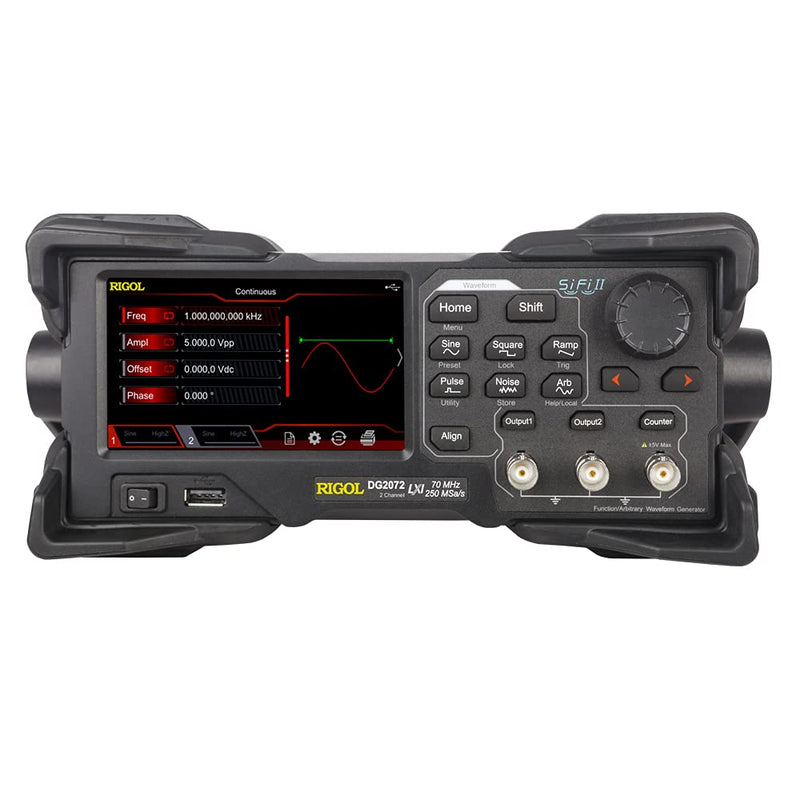 RIGOL DG2072 Funktions-/Arbiträrsignalgenerator, 70 MHz, 250 MSa/s, 2 Kanäle, 16 Mpts, -105 dBc/Hz P