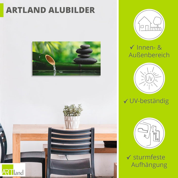 ARTland Wandbild Alu Verbundplatte für Innen & Outdoor Bild 60x30 cm Wellness Zen Stein Fotografie G