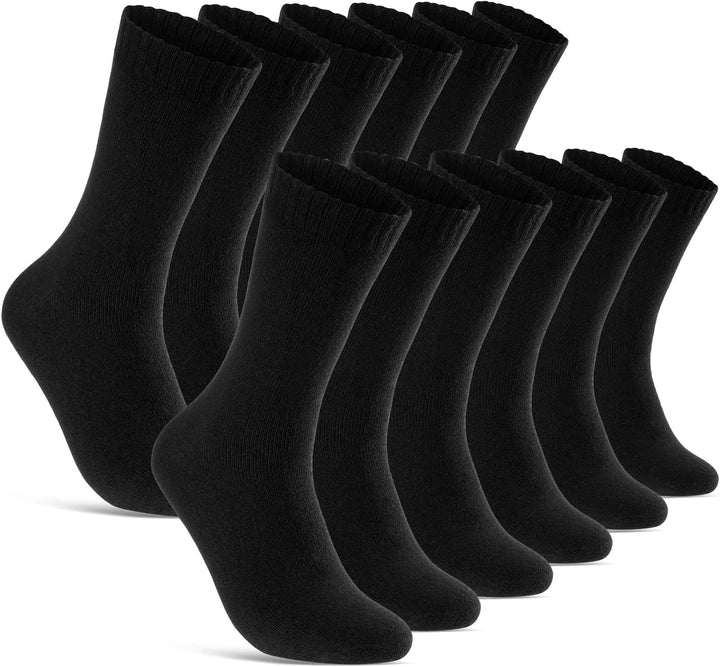 6 | 12 | 24 Paar THERMO Socken Damen & Herren Wintersocken Vollfrottee 35-38 12 Paar | Schwarz, 35-3