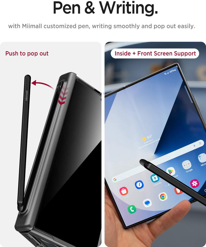 Miimall Magnetisch Hülle Kompatibel mit Samsung Galaxy Z Fold 7 Hülle mit S-Pen &Stifthalter, [Anti-