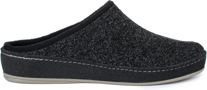 SCHAWOS Herren Filz Hausschuh 6030 mit Fussbett Feste Sohle rutschhemmend 40 EU Schwarz, 40 EU Schwa