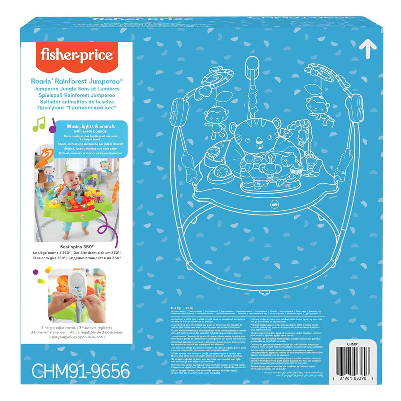 Fisher-Price CHM91 - Spielspass Rainforest Jumperoo, mit Lichtern und Musik, höhenverstellbar, Babys