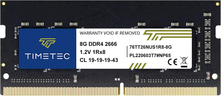 Timetec 8GB DDR4 2666MHz (DDR4-2666) PC4-21300 ((PC4-2666V) Non-ECC Unbuffered 1.2V CL19 1Rx8 Single