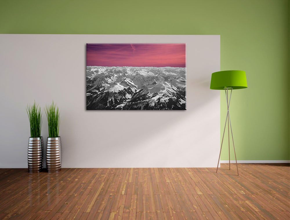 kollossalen Alpen mit Schneespitzen schwarz/weiss Format: 100x70 auf Leinwand, XXL riesige Bilder fe
