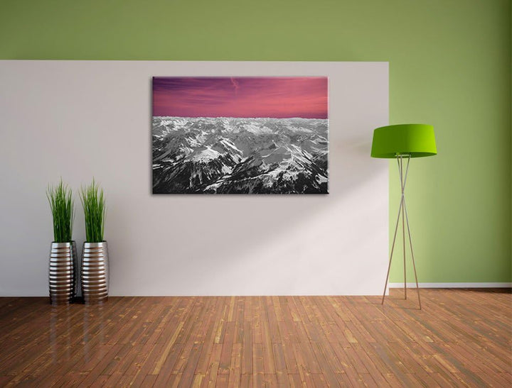 kollossalen Alpen mit Schneespitzen schwarz/weiss Format: 100x70 auf Leinwand, XXL riesige Bilder fe
