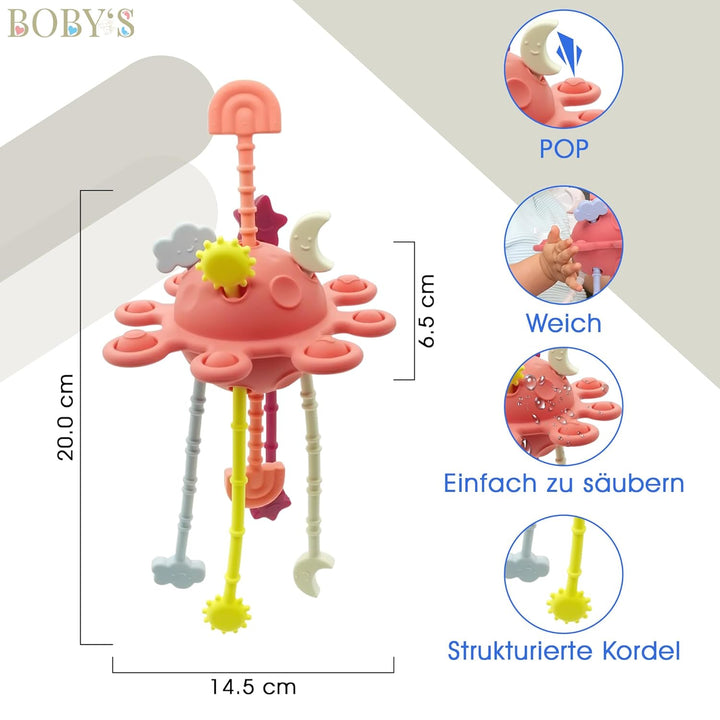 BOBY’S Activity Greifball Baby Spielzeug Silikon Beissring sensorisches Montessori Motorik Spielzeug