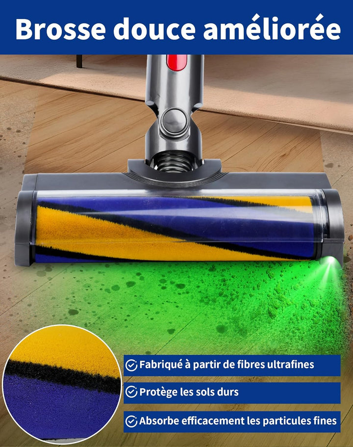 Bodendüse für Dyson V7 V8 V10 V11 V15 Staubsauger Bürste Ersatzteil Softwalze Bodenbürste mit LED-Li