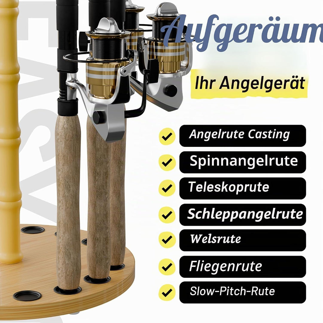 Rush Creek Creations Angelruten-Aufbewahrungsregal, rund, 16 Stück Traditionelles, rundes Bodenregal