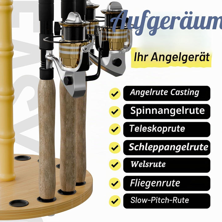 Rush Creek Creations Angelruten-Aufbewahrungsregal, rund, 16 Stück Traditionelles, rundes Bodenregal