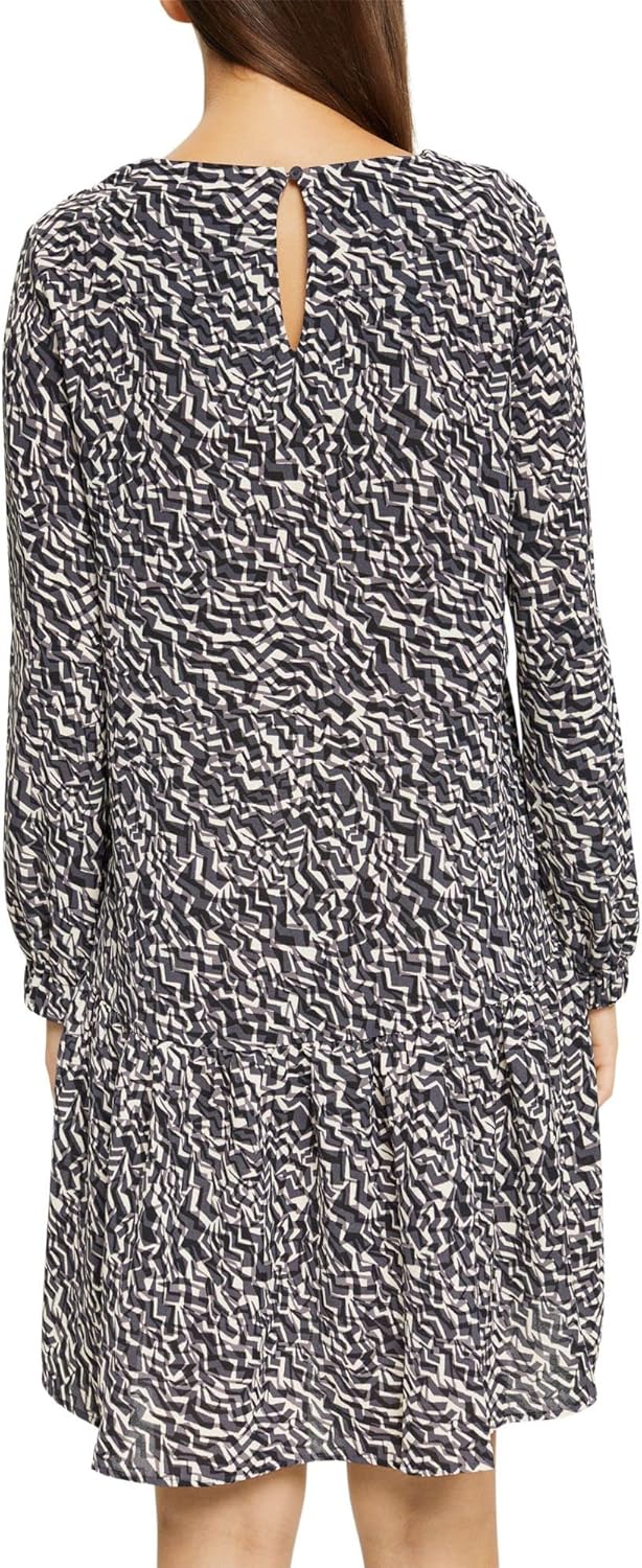 ESPRIT Minikleid mit Muster und Cut-Out 36 013/Anthracite 4, 36 013/Anthracite 4