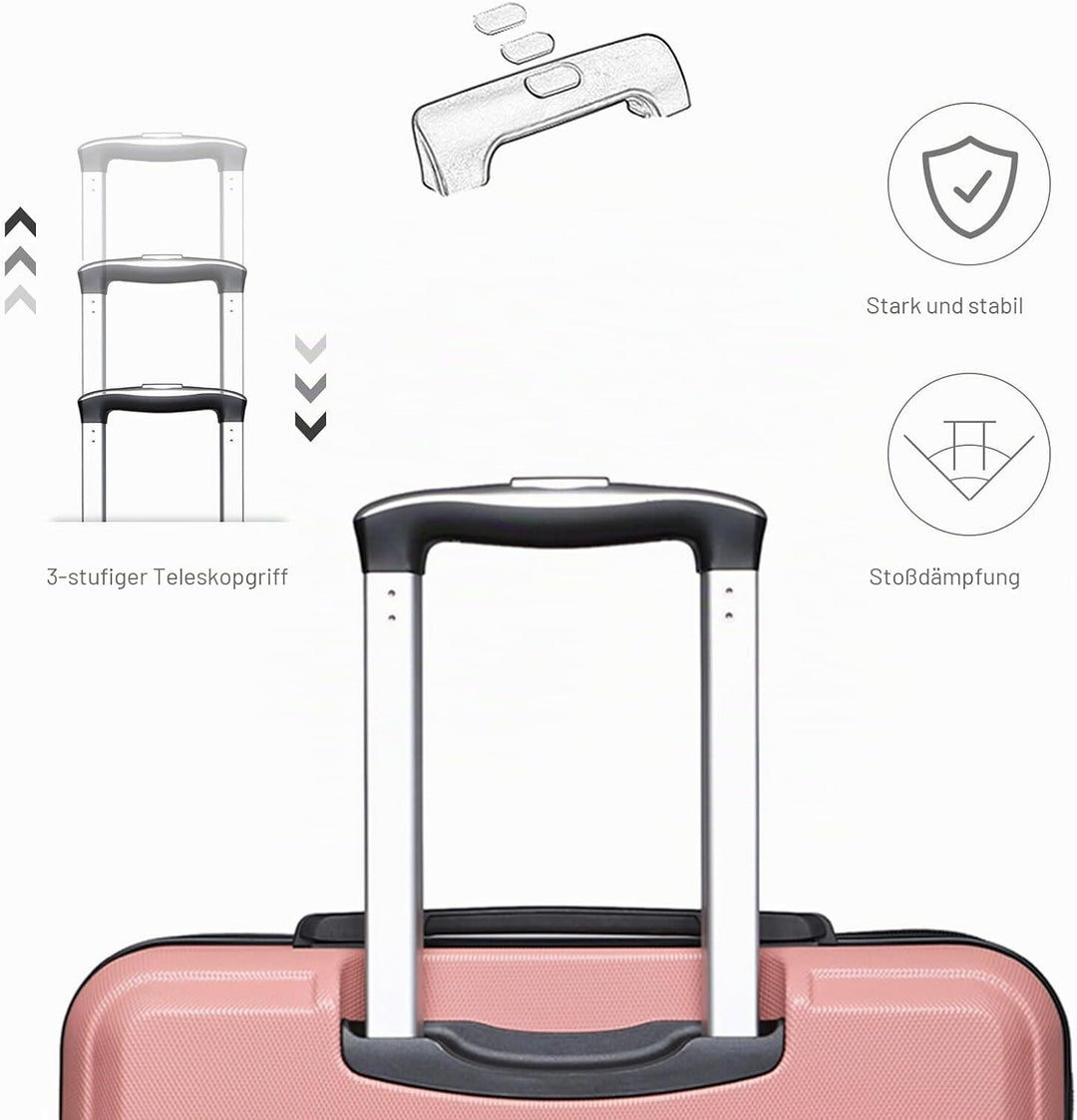 KONO Koffer Trolley Hartschale Handgepäck Zwillingsrollen Leichtgewicht ABS Kabinentrolley Reisekoff