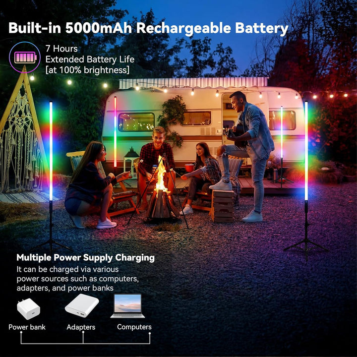 2 Stück 90cm LED Videolicht Mood1 Pro mit Stativ, LED Handheld Fotografie Lichtdimmbar und Musikmodu