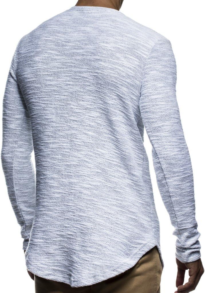 Leif Nelson Herren Pullover Rundhals-Ausschnitt Schwarzer Männer Longsleeve dünner Pulli Sweatshirt