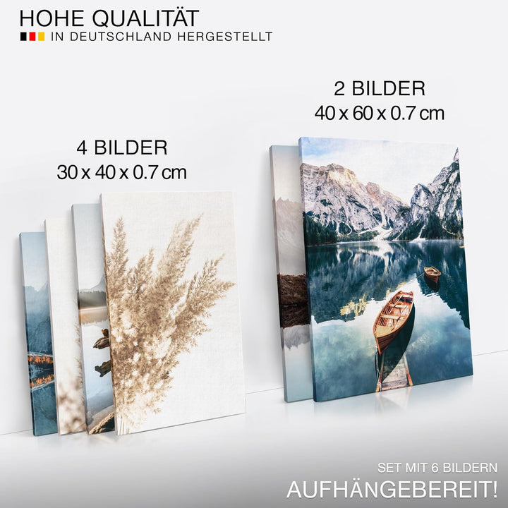Novart Wandbilder Set See Berge Blau Natur - KEIN EXTRA RAHMEN BENÖTIGT - Modern Deko - Wohnzimmer S