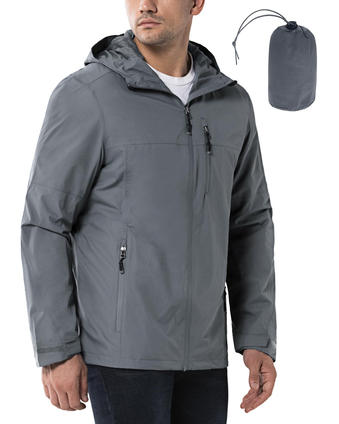 33,000ft Regenjacke Herren Wasserdicht Outdoorjacke Leichte Freizeitjacke Packbare Windjacke Fahrrad