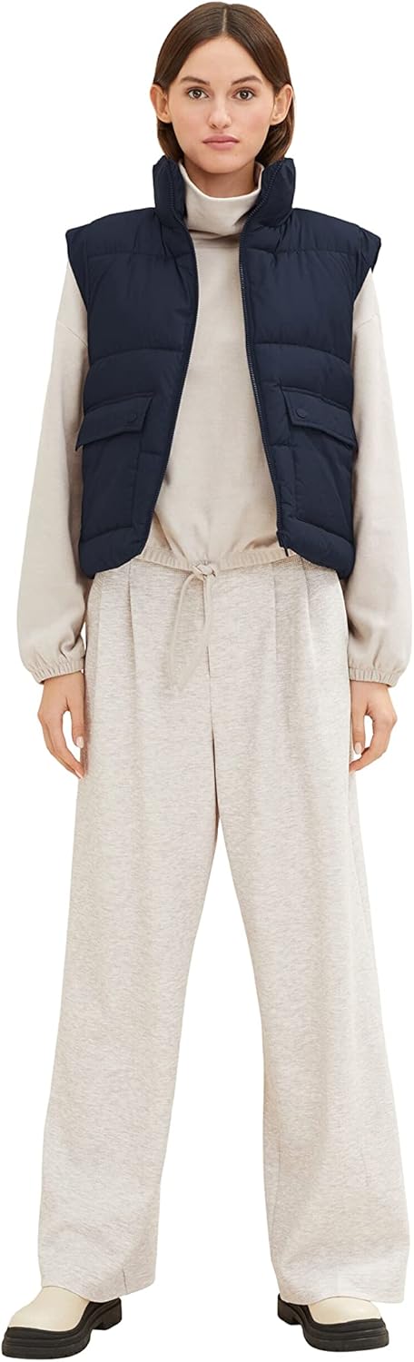 TOM TAILOR Denim Damen 1034294 Cropped Sweatshirt mit Kordelzug (1er Pack) S 30224 - Cloud Grey Mela