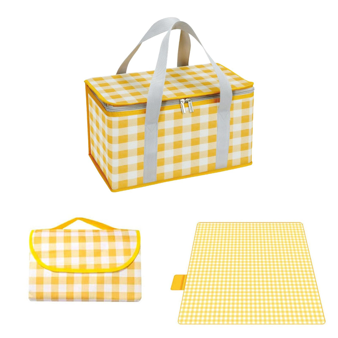 Isolierte Picknickkörbe, 35 x 20 x 20 cm Kühltasche Picknicktasche 15L, mit 150 x 200 cm Picknickdec