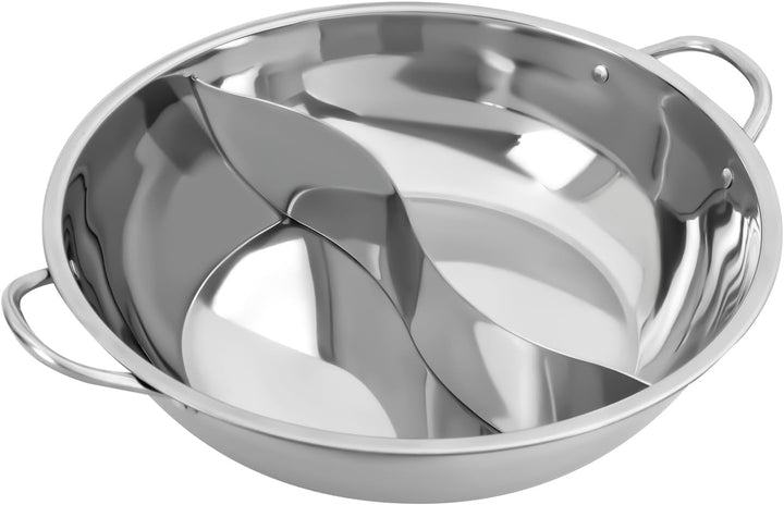Hot pot Topf Suppe 34cm/28cm Kochgeschirr Rund Kochtopf aus Edelstahl mit Trennwand und sichtbaren D