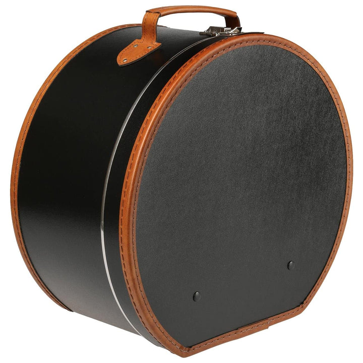 LIERYS runder Hutkoffer Schwarz - 50 cm x 22 cm x 47 cm - grosse Hutschachtel aus Kunstleder - Hutbo