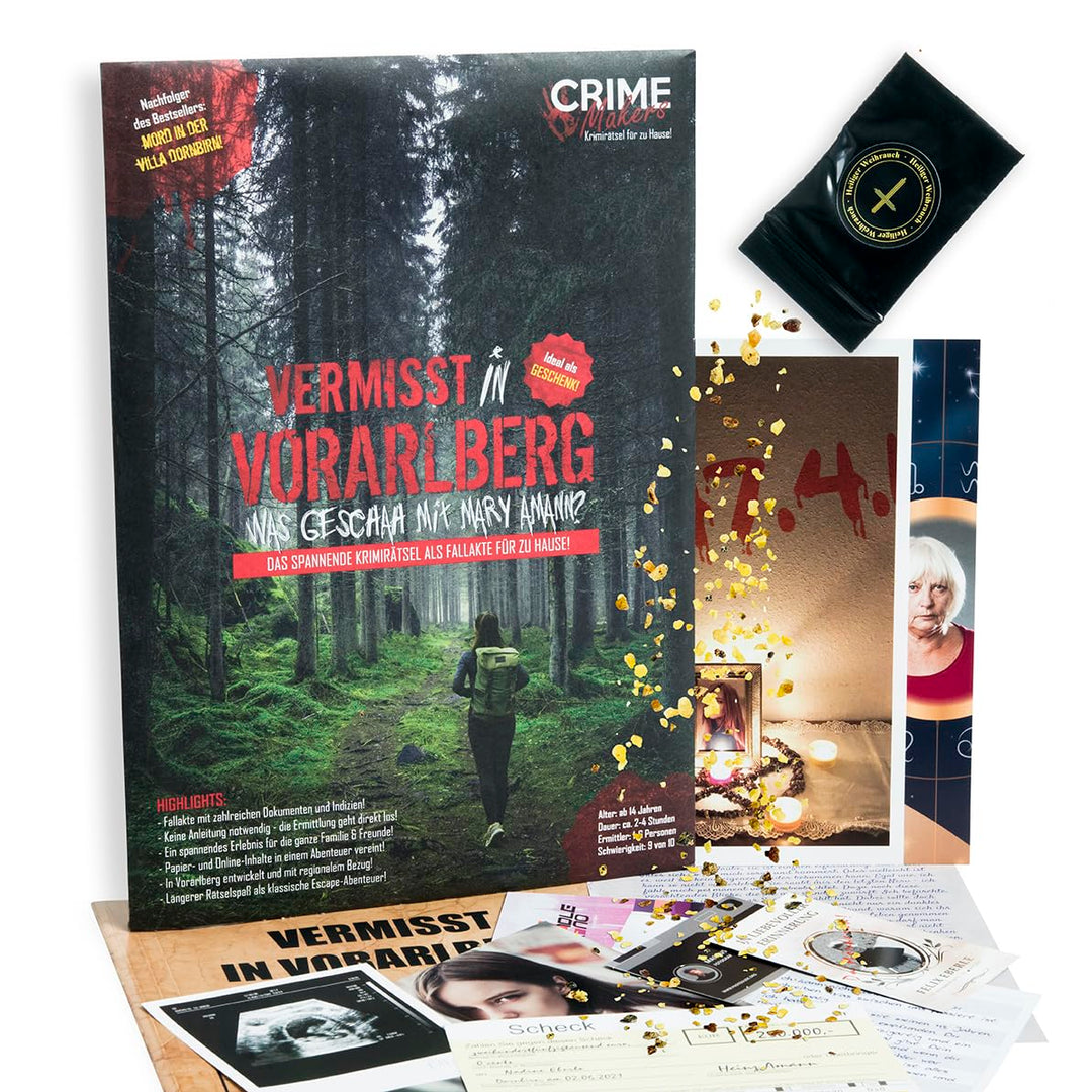 JAWAonline Crime Makers Detektiv Spiel - Rätselbuch Vermisst in Vorarlberg - Escape Room - Spannende