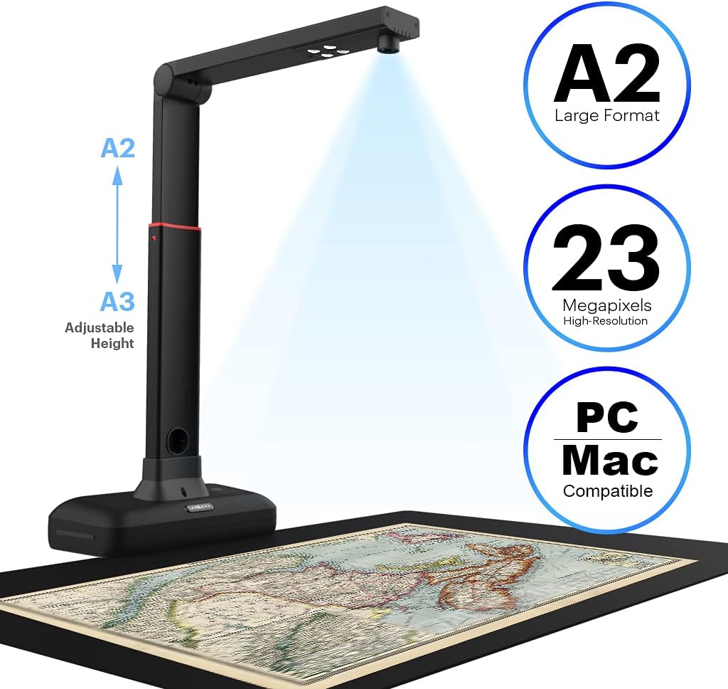 VIISAN Dokumentenscanner - 27MP Buchscanner mit Scan Max A2, ideal für grosse Periodika, Bücher und