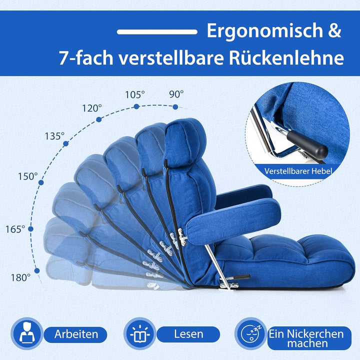 GOPLUS Bodenstuhl, Relaxliege mit Armlehne & Verstellbarer Rückenlehne, Bodensessel mit Schlaffunkti