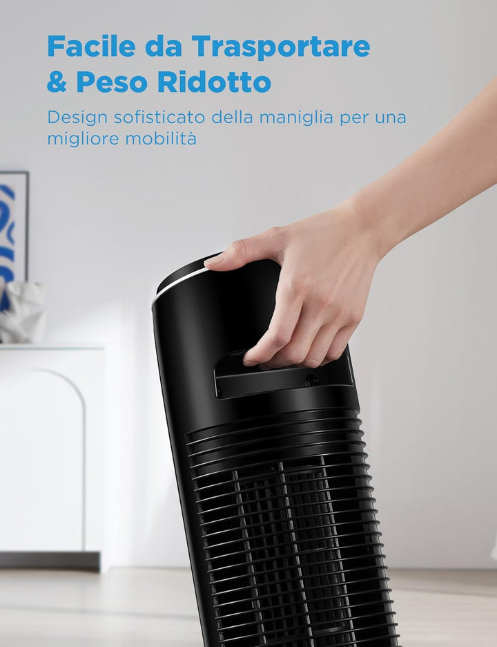 Midea FZ10-17JR Turmventilator mit Fernbedienung Timer 7 Stunden, 3 Modi, 3 Geschwindigkeiten, 45 W,