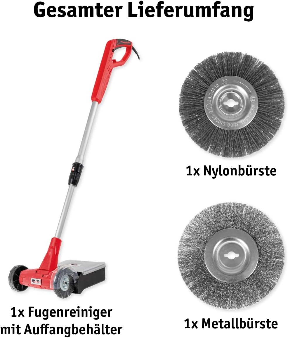 WALTER 2in1 Fugenreiniger 400W mit Fangbox - Inkl. Metall- & Nylonbürste - 3000 U/min Drehzahl - Eff