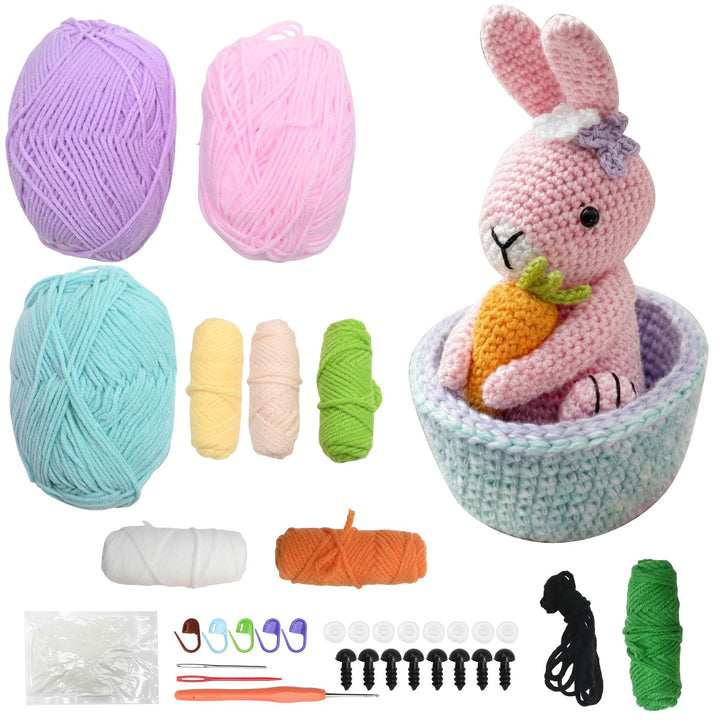 Hoypeyfiy Anfänger-Häkelset für Ostereier und Karotten, Komplettes Amigurumi-Set mit Schritt-für-Sch