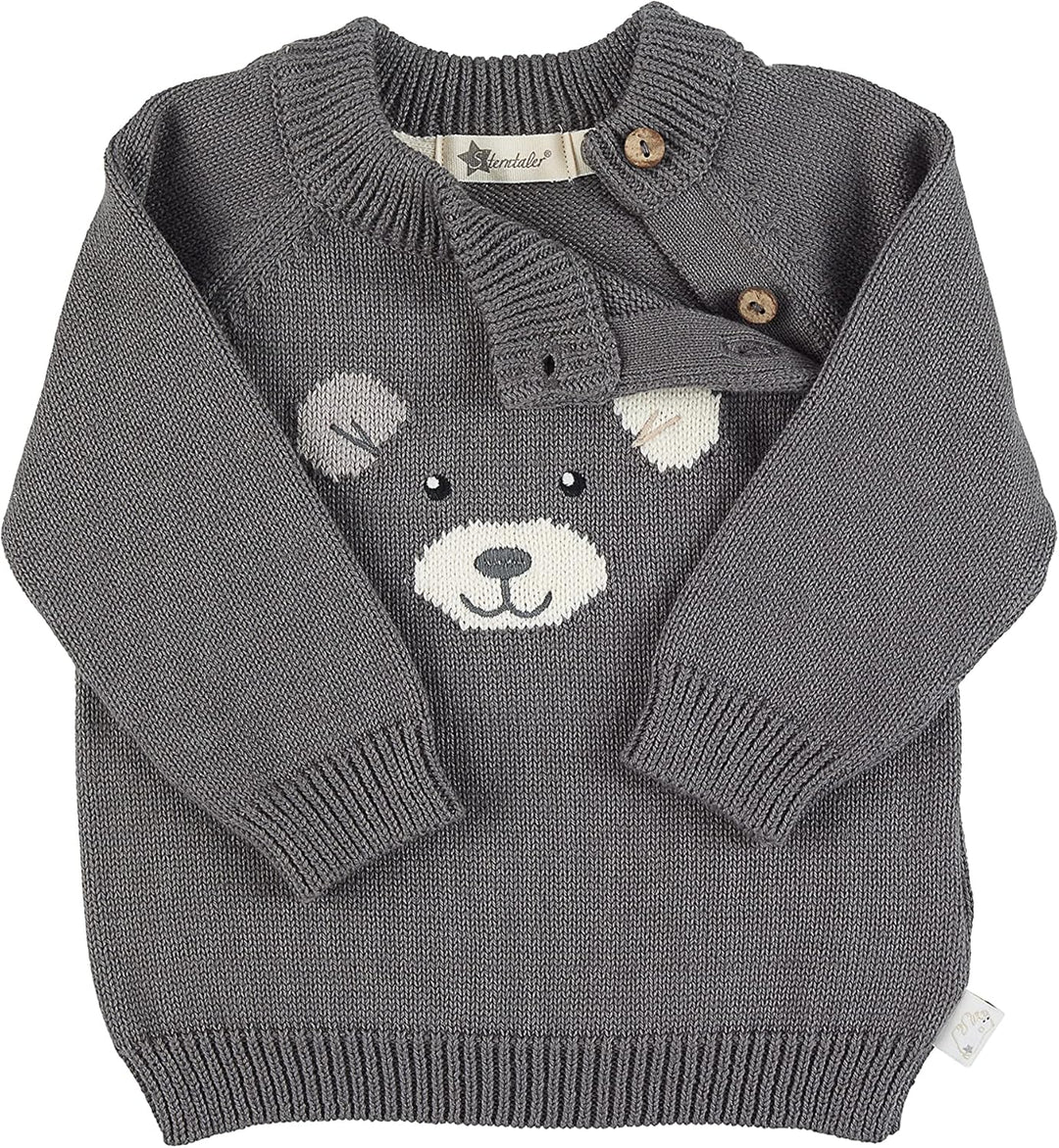 Sterntaler Baby Jungen Pullover Baby Strick Strickpullover Eisbär Elia 74 Dunkelgrau, 74 Dunkelgrau