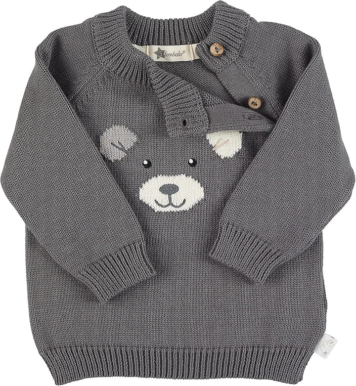Sterntaler Baby Jungen Pullover Baby Strick Strickpullover Eisbär Elia 74 Dunkelgrau, 74 Dunkelgrau