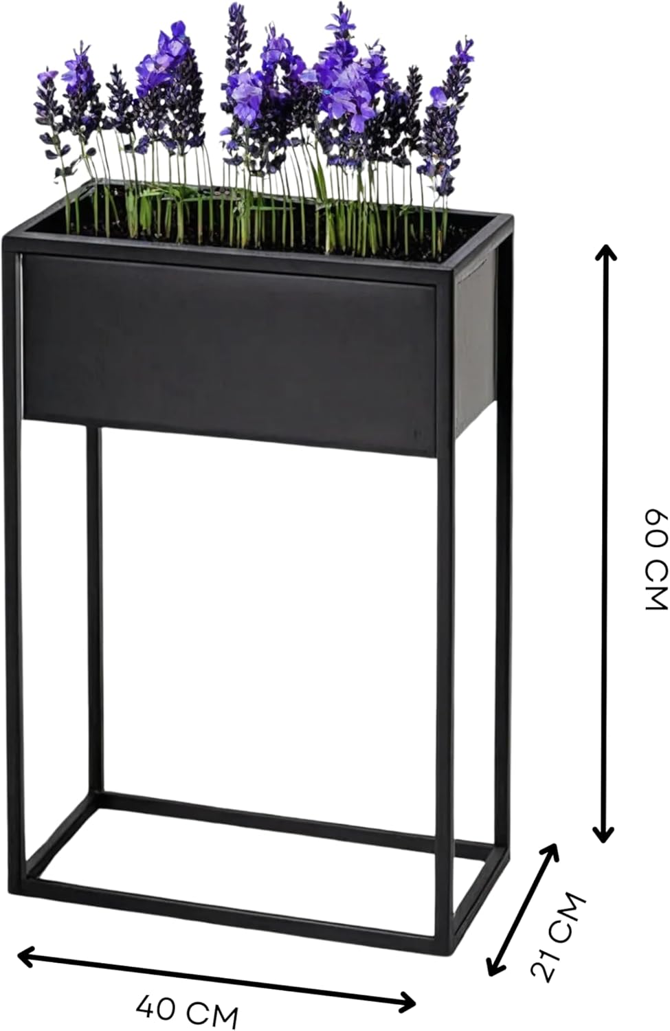 Pflanzenständer Petto - 40x21x60cm - Farbe Schwarz - für Zimmerblumen - Metallregal - Dekorativer Ti