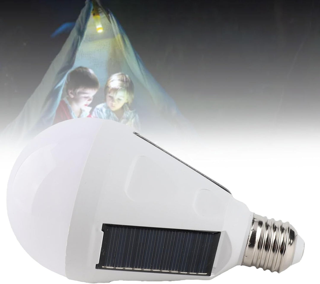 Solar Panel LED Glühbirne - tragbar, Wasserdicht IP65, Camping Wandern, 12W, AC 85-265V, Aussen-Inne