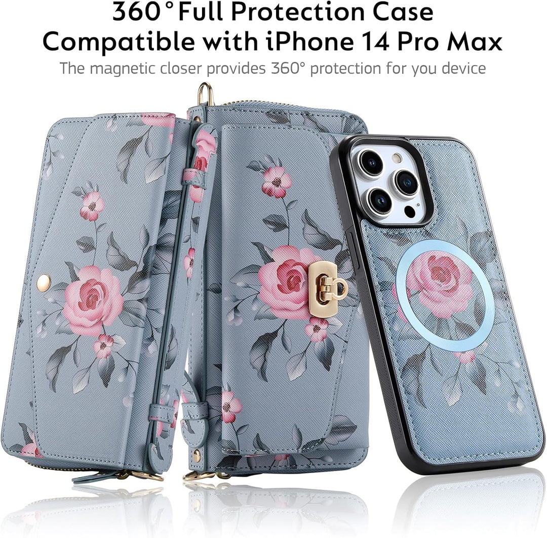 URMAX für iPhone 14 Pro Max LederHülle Handyhülle [Premium PU Leder] [Kartenfach] [Magnetverschluss]