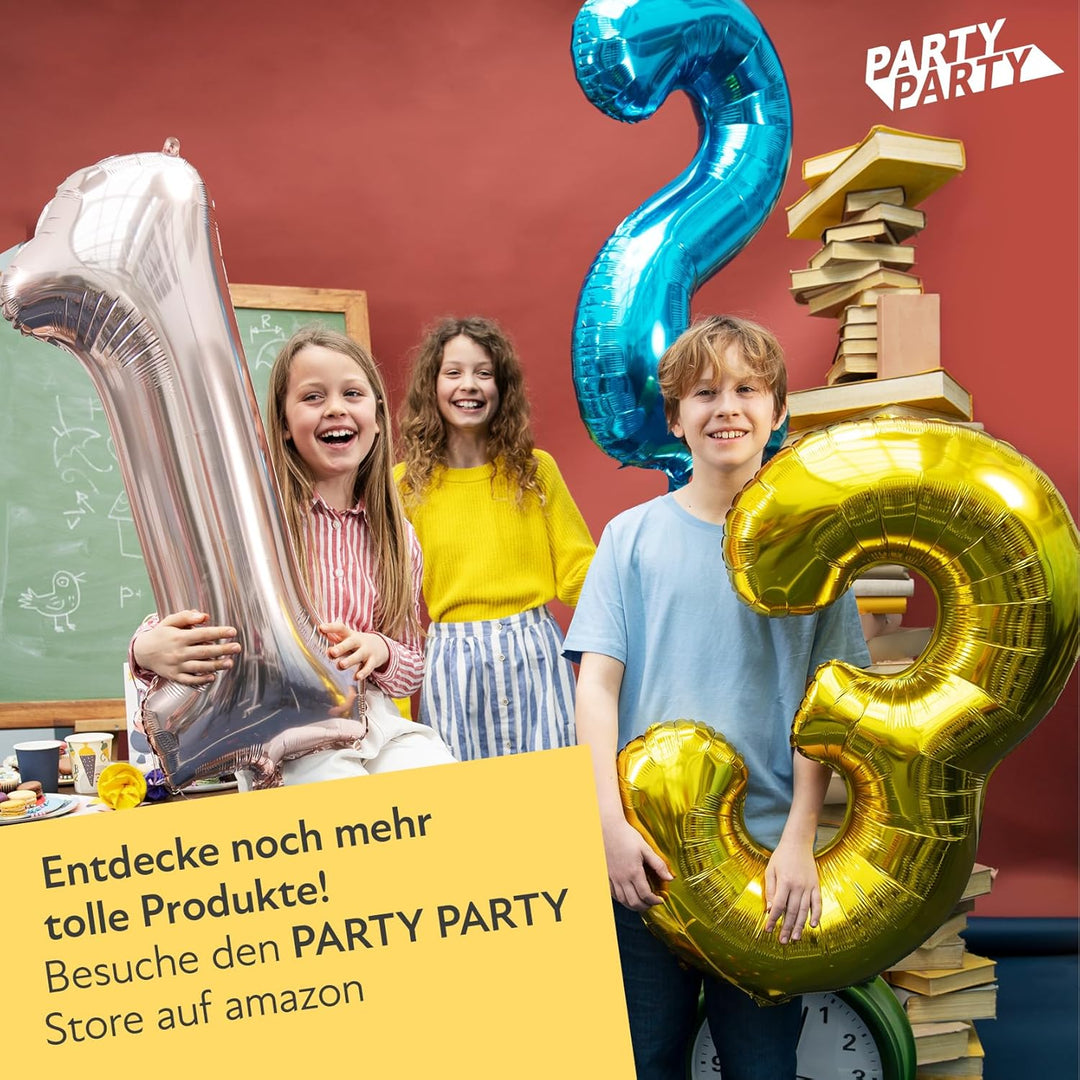 PARTY PARTY 88 Teile Einschulung Deko Set GESCHIRR + GESCHENKTÜTEN + BALLONS Schulanfang 16 Gäste (B