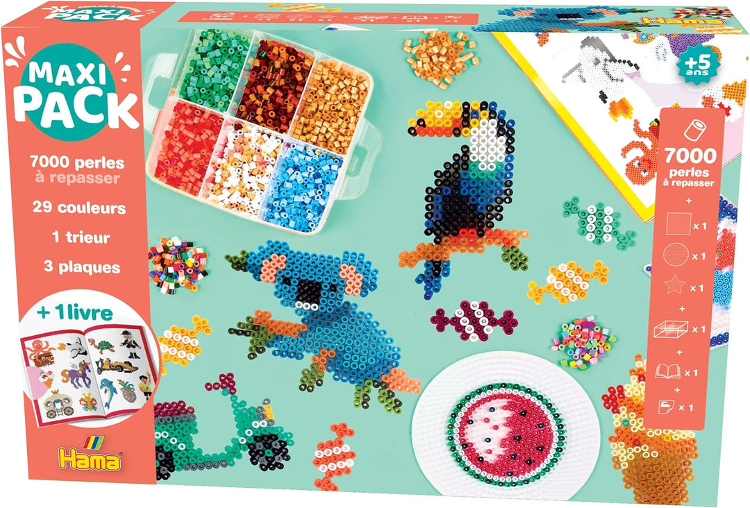 Hama Perlen 3509 Geschenk-Set Bauernhoftiere mit ca. 2.000 bunten Midi Bügelperlen mit Durchmesser 5