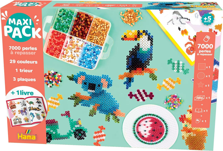 Hama Perlen 3509 Geschenk-Set Bauernhoftiere mit ca. 2.000 bunten Midi Bügelperlen mit Durchmesser 5
