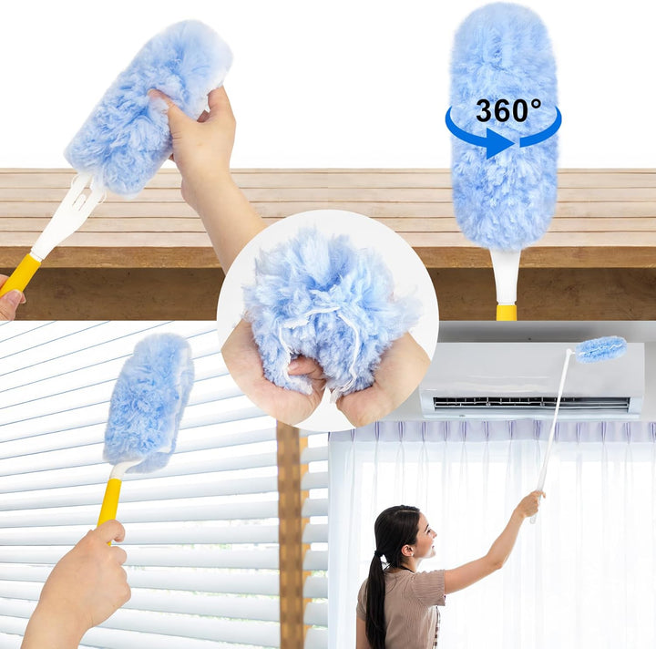 30 Stück Staubmagnet Nachfüllpack mit 2 Handgriffen, Staubwedel Set, Duster für Tierhaare, Staub und
