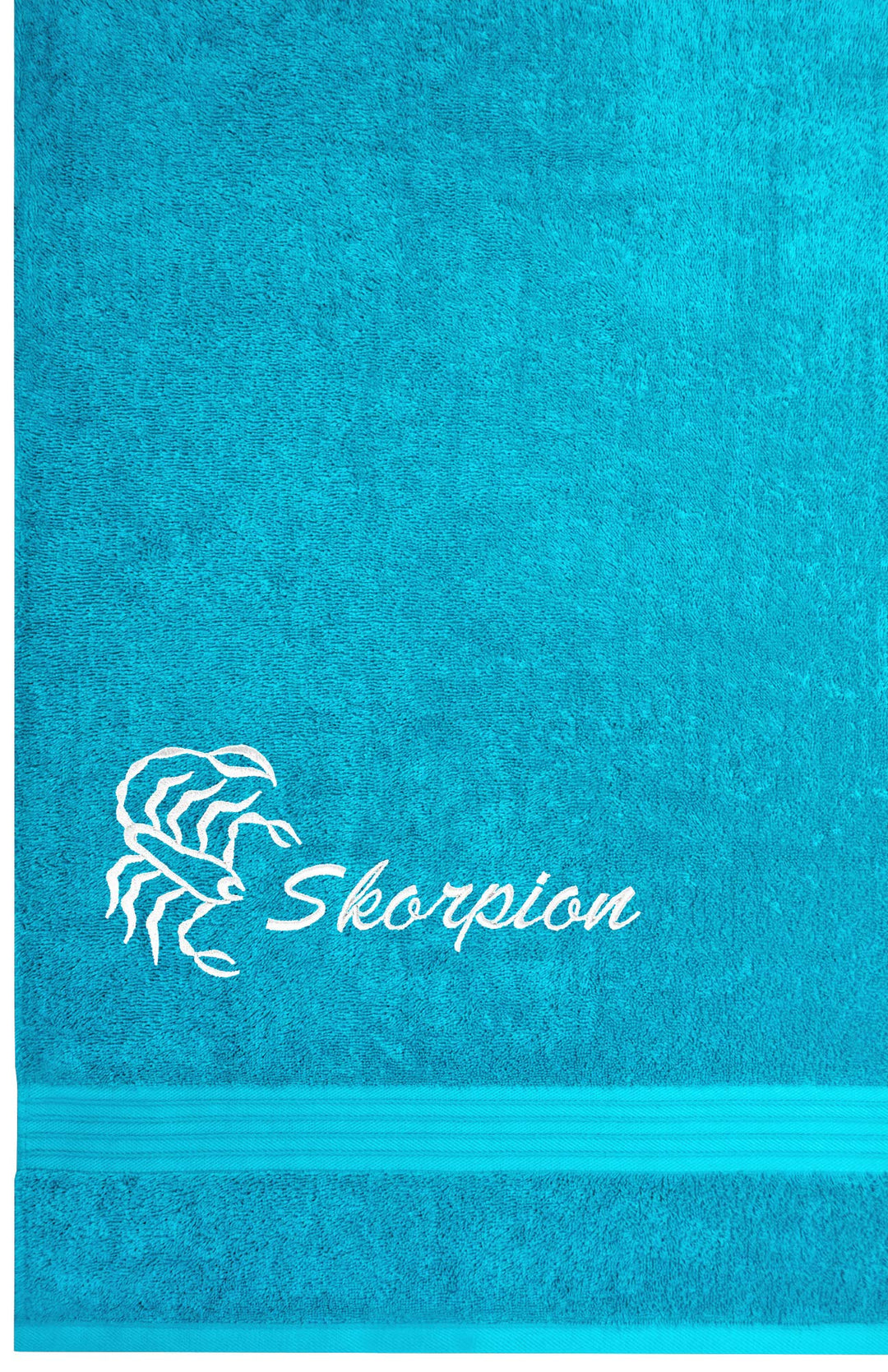Lashuma Linz Badehandtuch mit Sternzeichen Skorpion Stick, Handtuch 70x140 Aquamarin Blau Skorpion A