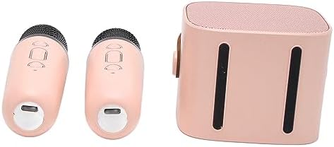 Karaoke Maschinen Set, Tragbarer Stereo Bluetooth Lautsprecher mit 2 Kabellosen Mikrofonen für Kinde