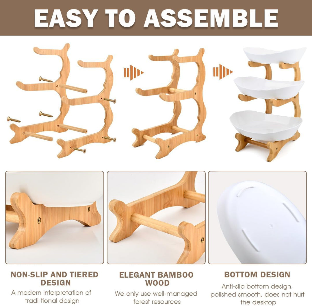 DODUOS Obst Etagere 3 Stöckig Kunststoff obstschale ,Weiss Obstkorb Etagere 3 Stöckig,Etagere 3 Etag